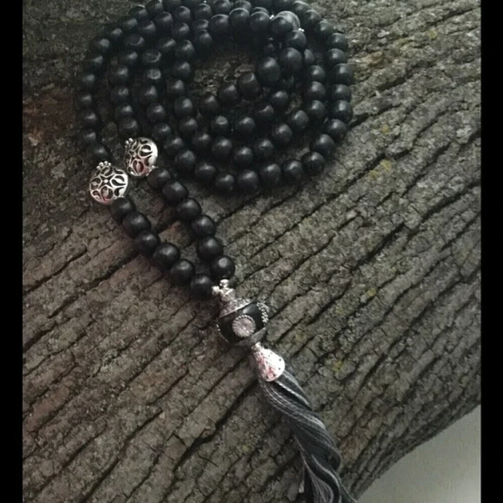 Black‎ Handmade Wood Mala 108 Beads